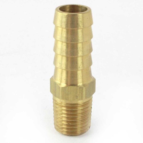 Interstate Pneumatics Brass Hose Barb Fitting, Connector, 1/2 Inch Barb X 1/4 Inch NPT Male End FM48